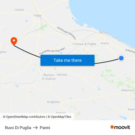Ruvo Di Puglia to Panni map