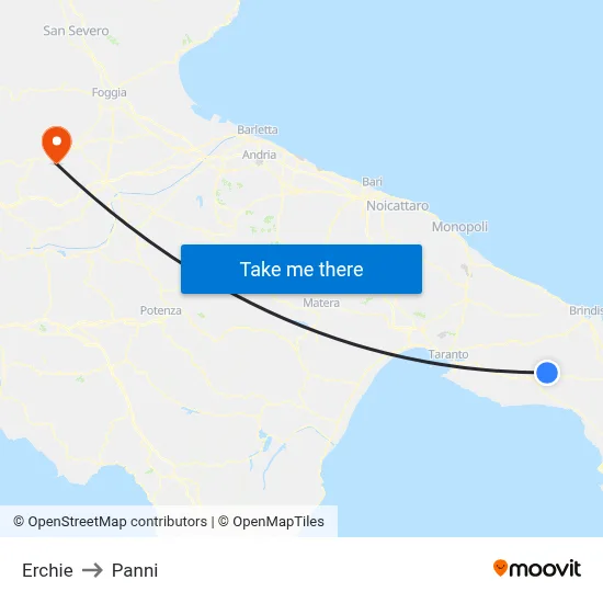 Erchie to Panni map
