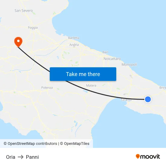 Oria to Panni map