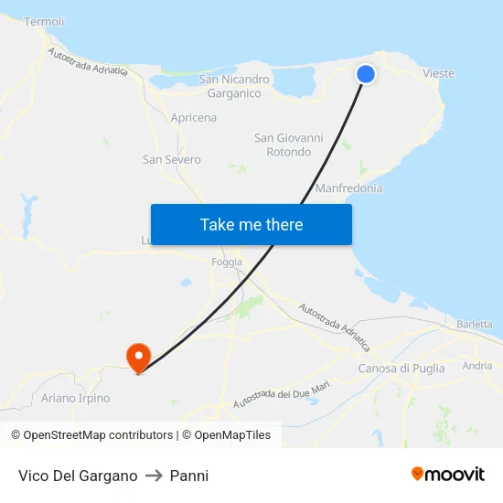 Vico del Gargano to Panni map