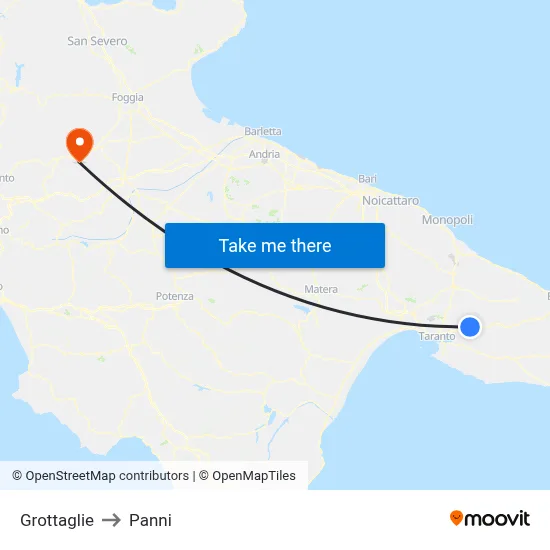 Grottaglie to Panni map