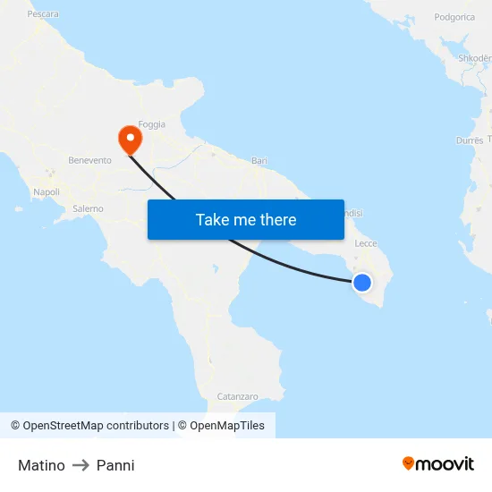 Matino to Panni map