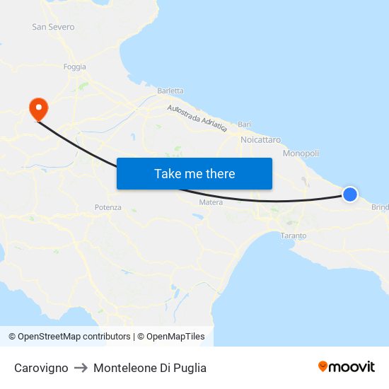 Carovigno to Monteleone Di Puglia map