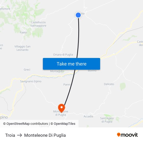 Troia to Monteleone Di Puglia map