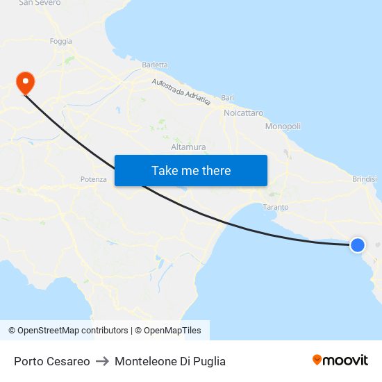 Porto Cesareo to Monteleone Di Puglia map