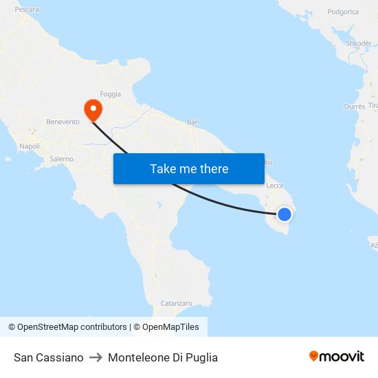 San Cassiano to Monteleone Di Puglia map