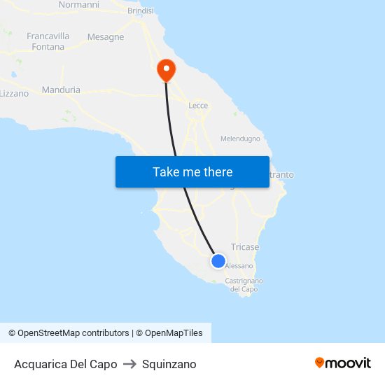 Acquarica Del Capo to Squinzano map