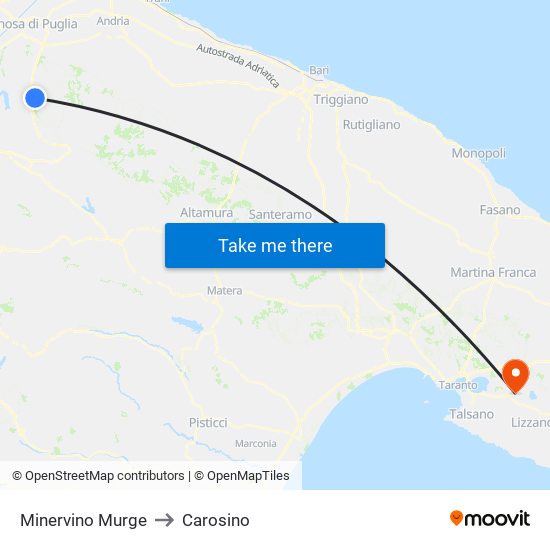 Minervino Murge to Carosino map