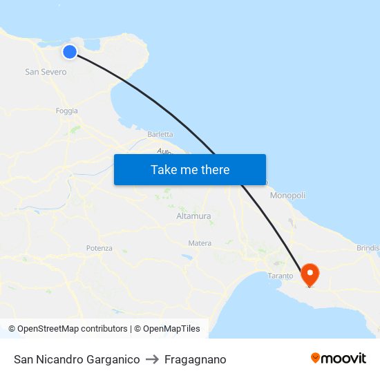 San Nicandro Garganico to Fragagnano map