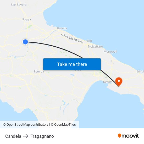 Candela to Fragagnano map