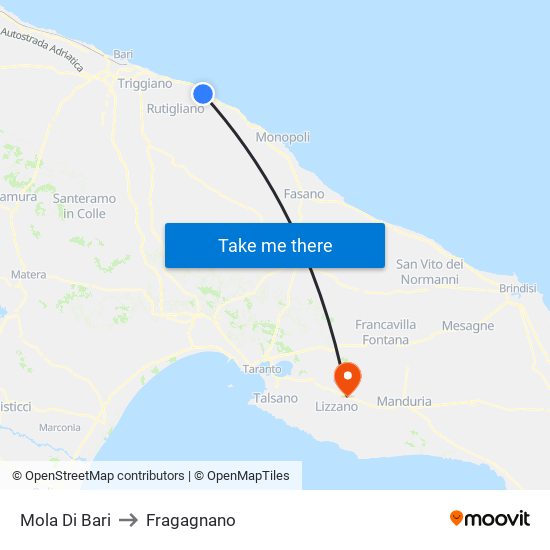 Mola Di Bari to Fragagnano map