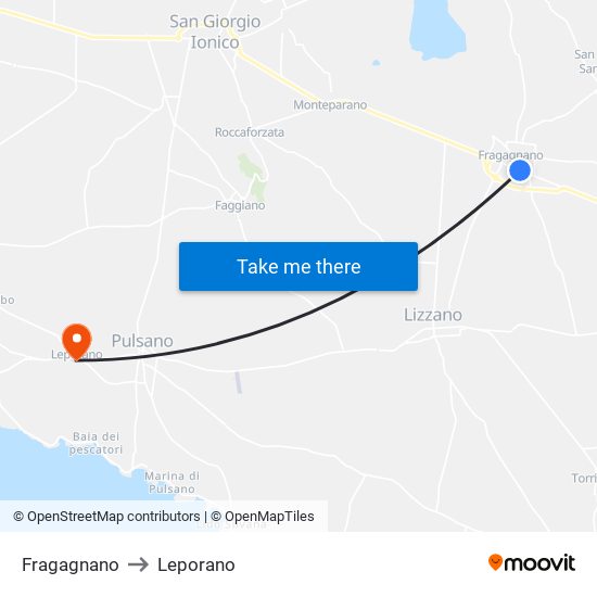Fragagnano to Leporano map