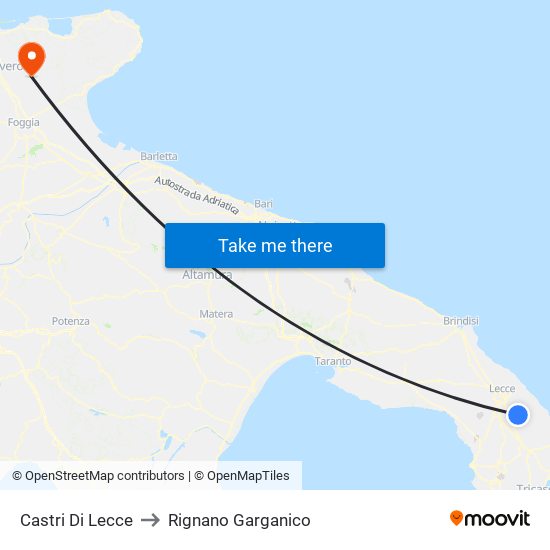Castri Di Lecce to Rignano Garganico map