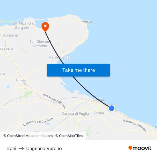 Trani to Cagnano Varano map