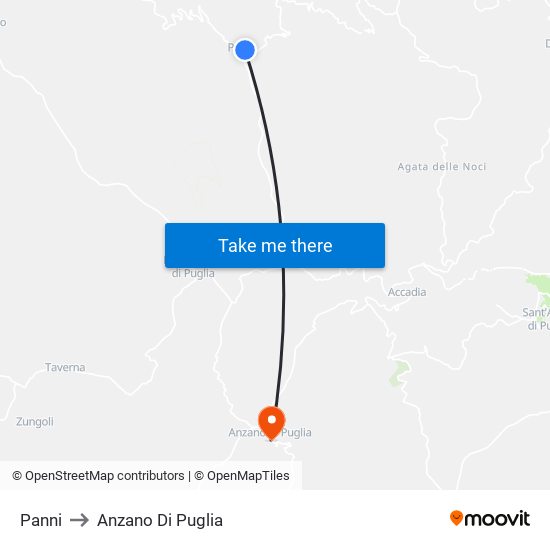 Panni to Anzano Di Puglia map