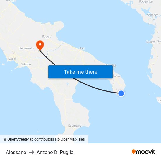 Alessano to Anzano Di Puglia map