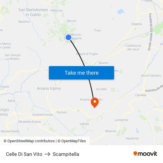 Celle Di San Vito to Scampitella map