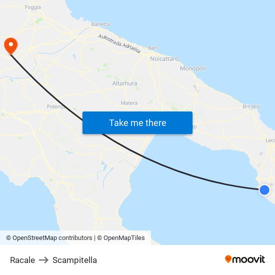 Racale to Scampitella map