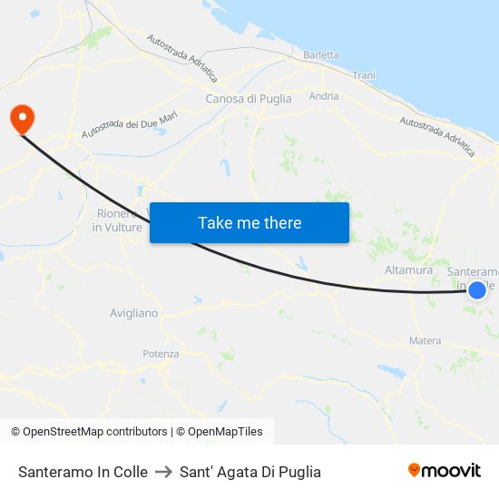 Santeramo In Colle to Sant' Agata Di Puglia map