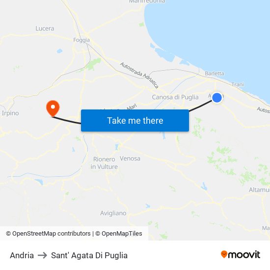 Andria to Sant' Agata Di Puglia map