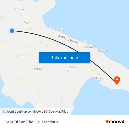 Celle Di San Vito to Manduria map