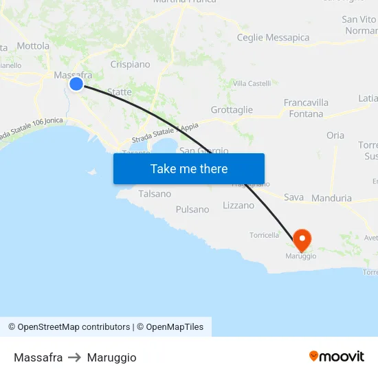 Massafra to Maruggio map