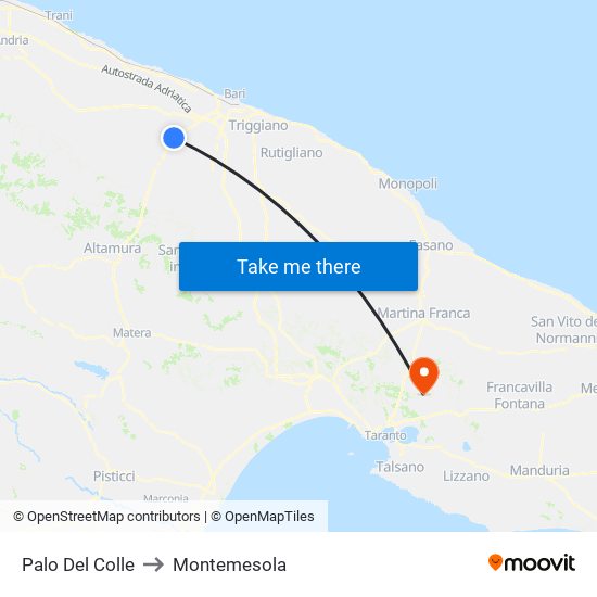 Palo Del Colle to Montemesola map