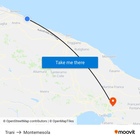 Trani to Montemesola map