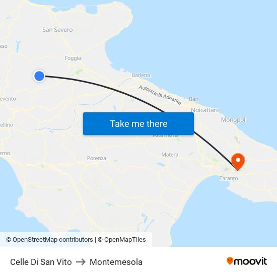 Celle Di San Vito to Montemesola map