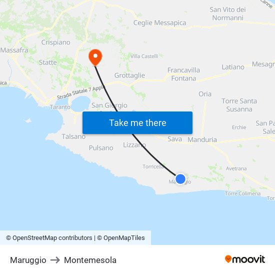 Maruggio to Montemesola map