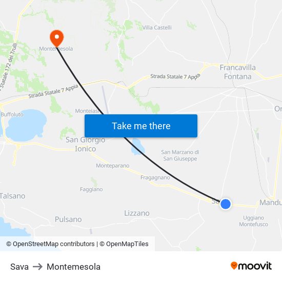 Sava to Montemesola map