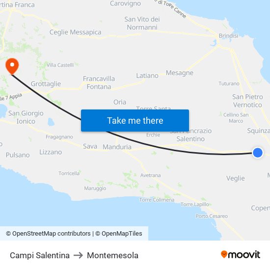 Campi Salentina to Montemesola map