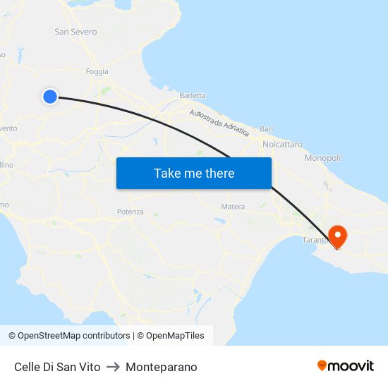 Celle Di San Vito to Monteparano map