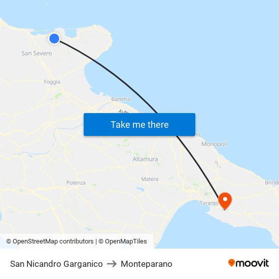 San Nicandro Garganico to Monteparano map