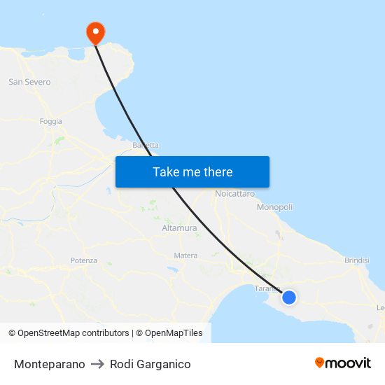 Monteparano to Rodi Garganico map