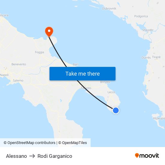 Alessano to Rodi Garganico map