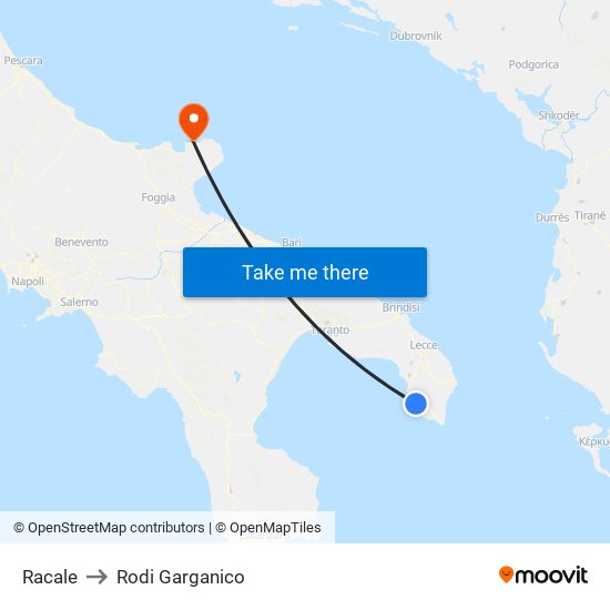 Racale to Rodi Garganico map