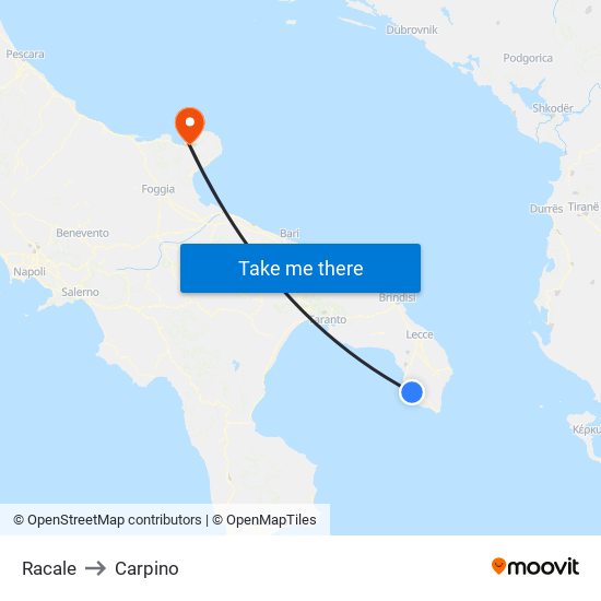 Racale to Carpino map