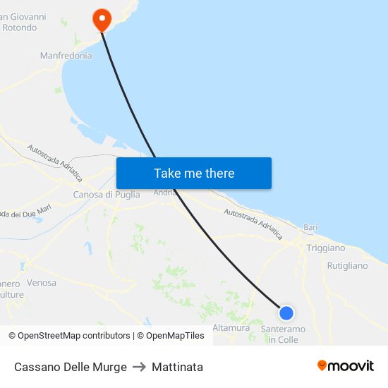 Cassano Delle Murge to Mattinata map
