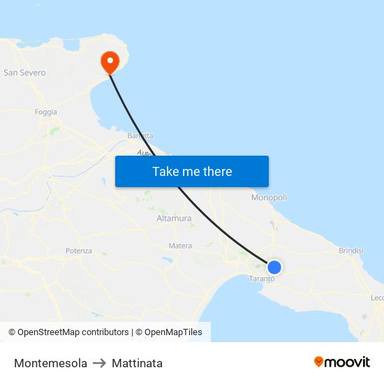 Montemesola to Mattinata map