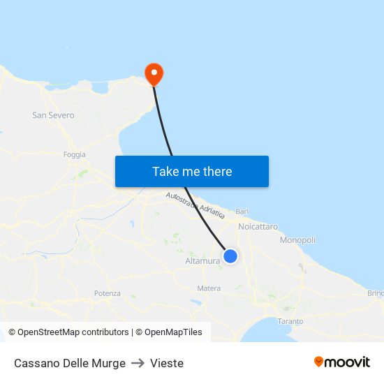 Cassano Delle Murge to Vieste map