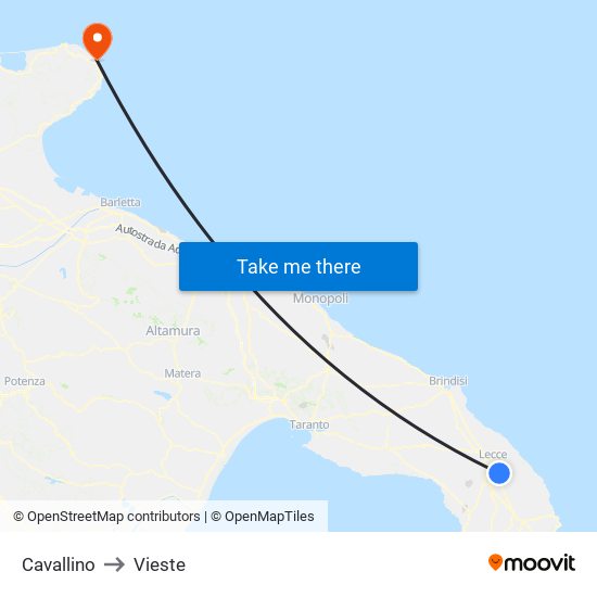 Cavallino to Vieste map