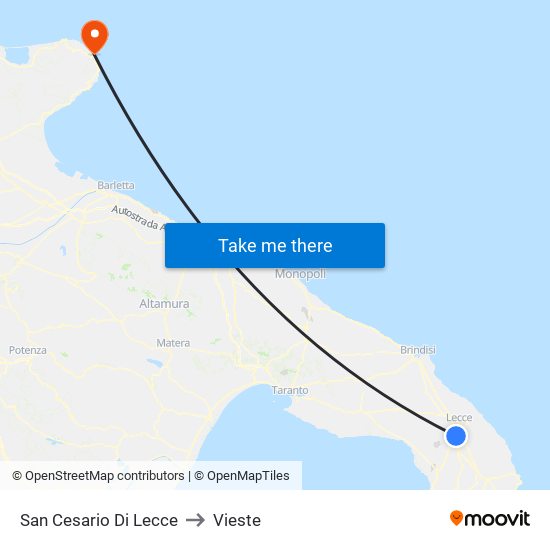 San Cesario Di Lecce to Vieste map