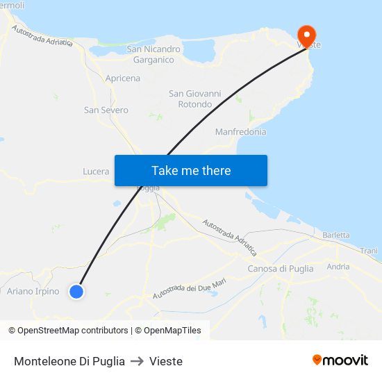 Monteleone Di Puglia to Vieste map