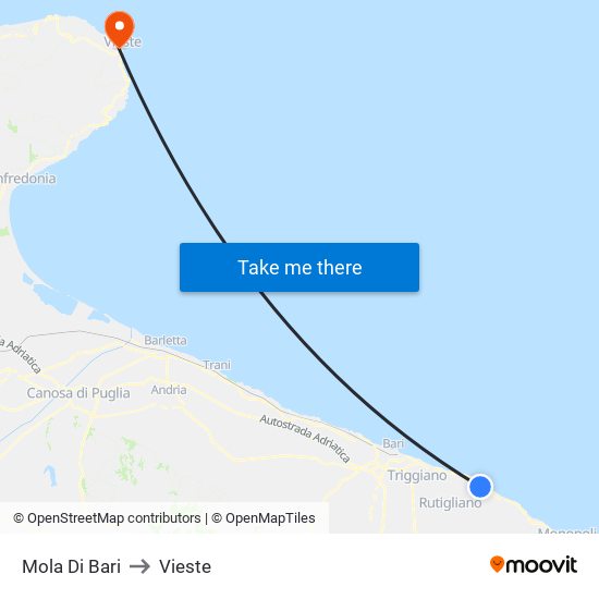 Mola Di Bari to Vieste map