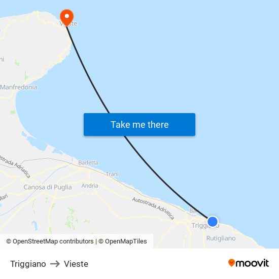 Triggiano to Vieste map