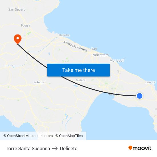 Torre Santa Susanna to Deliceto map