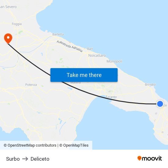 Surbo to Deliceto map