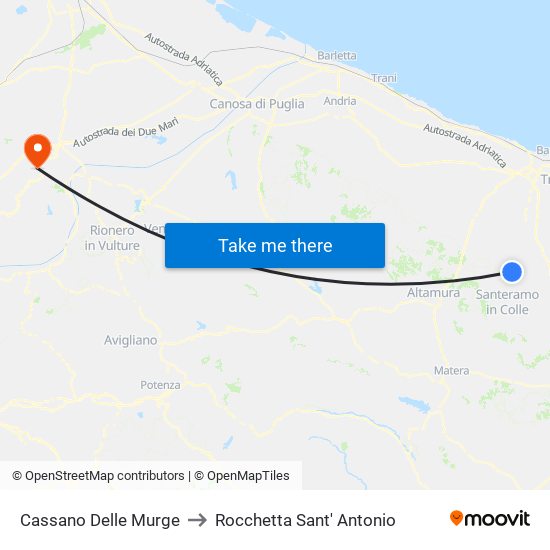 Cassano Delle Murge to Rocchetta Sant' Antonio map