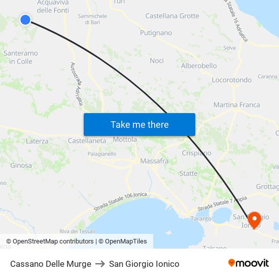 Cassano Delle Murge to San Giorgio Ionico map